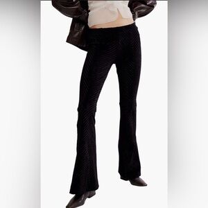 Free People Penny Flare Velvet High Waisted Pants Womens Black Medium